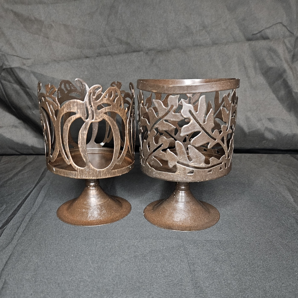 Decorative Brown Metal Candle Holders